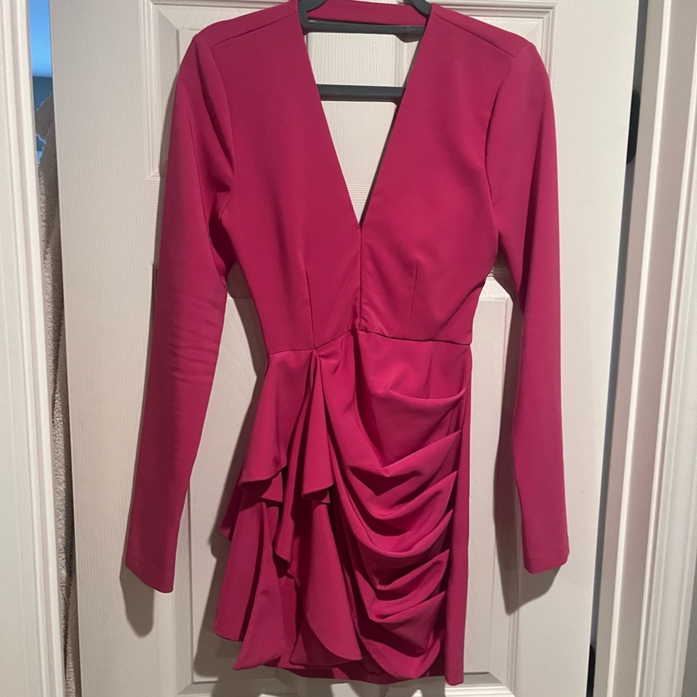 Elegant Pink Long Sleeve Dress